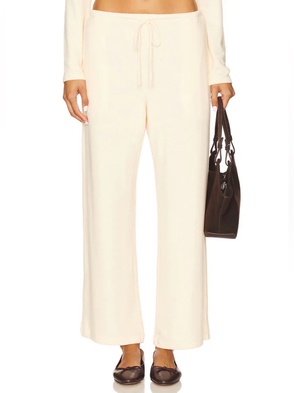 LESET Lauren Crop Drawstring Pant in Vanilla